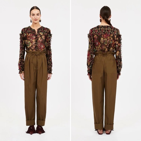 NWOT Ulla Johnson Andi Ruffled Floral Crinkle Silk Chiffon Blouse Size 2 - Picture 9 of 9